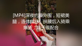 [MP4]深夜约操外围，短裙美腿，连体丝袜，扶腰后入骑乘爆插，妹子很配合