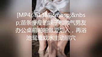 [MP4/ 613M]&nbsp;&nbsp;苗条瘦瘦的妹子和帅气男友办公桌前啪啪做爱后入，再浴池鸳鸯戏水主动掰穴